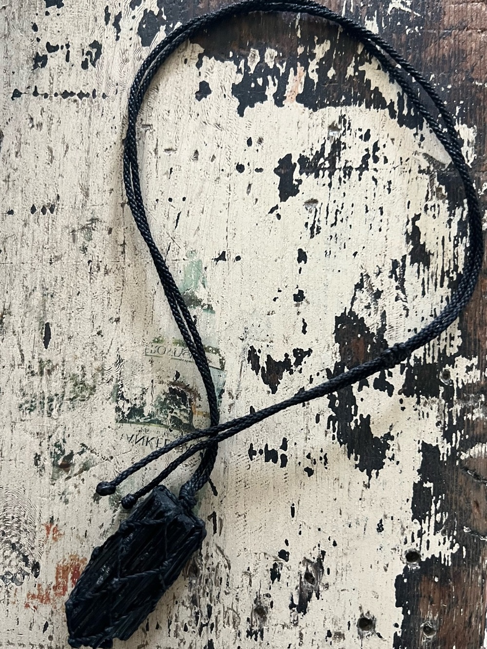 Raw black tourmaline necklace